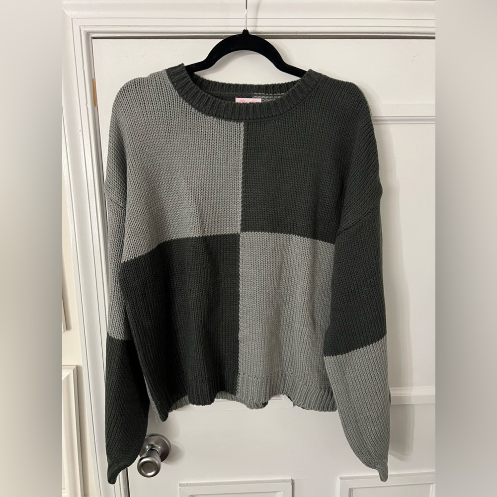 light/dark grey color block sweater